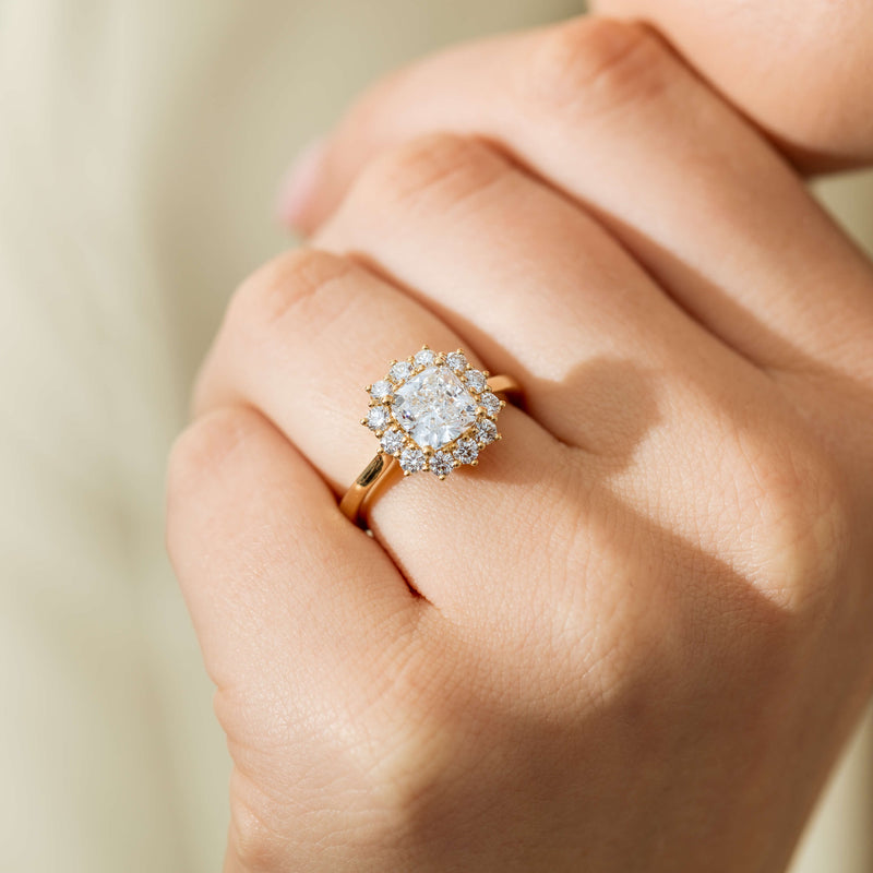 18ct Yellow Gold 2.00ct Cushion Cut Diamond Belle Ring-Ring-Walker & Hall