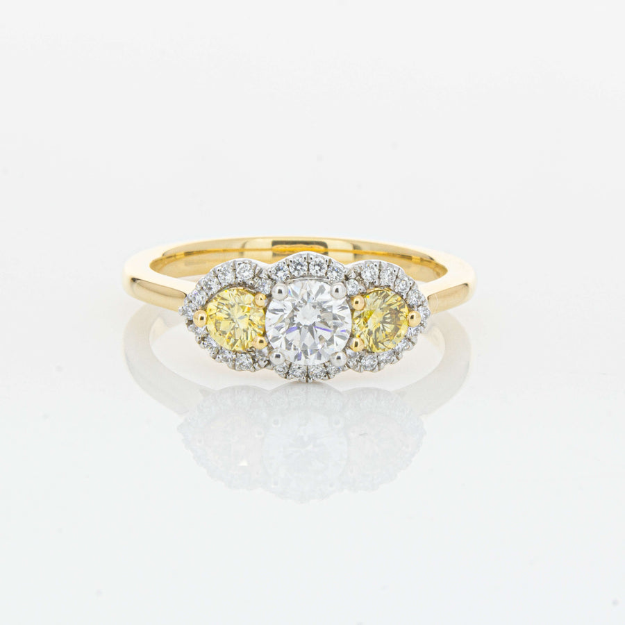 18ct Yellow Gold .84ct Yellow & White Diamond Posie Ring-Ring-Walker & Hall
