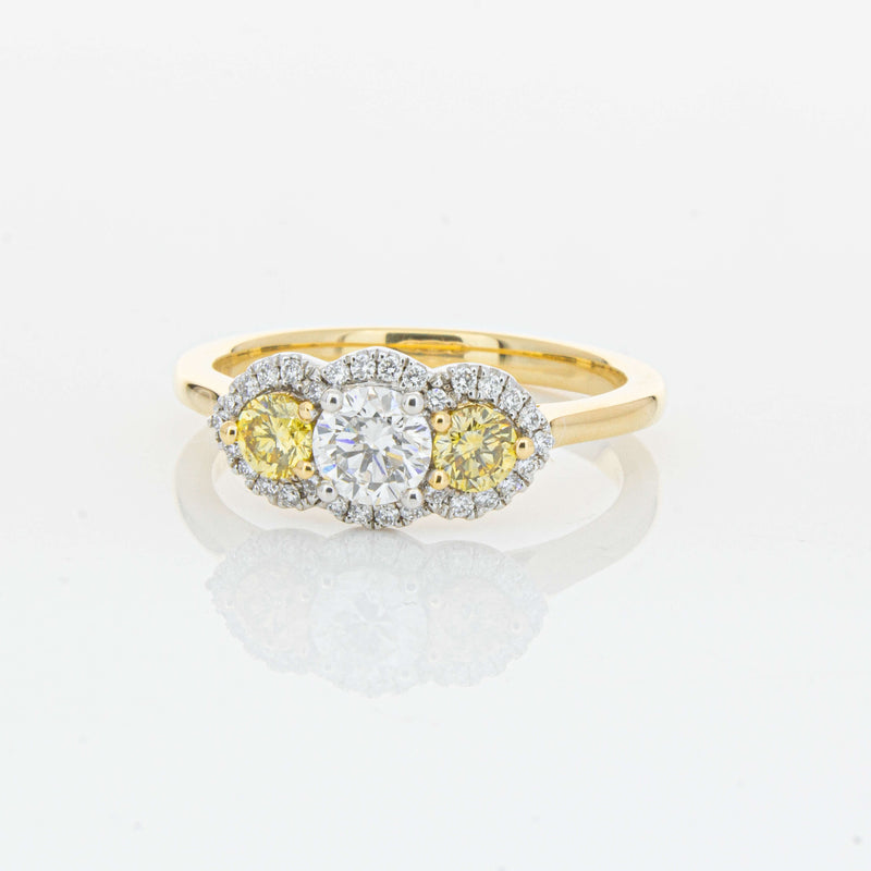 18ct Yellow Gold .84ct Yellow & White Diamond Posie Ring-Ring-Walker & Hall