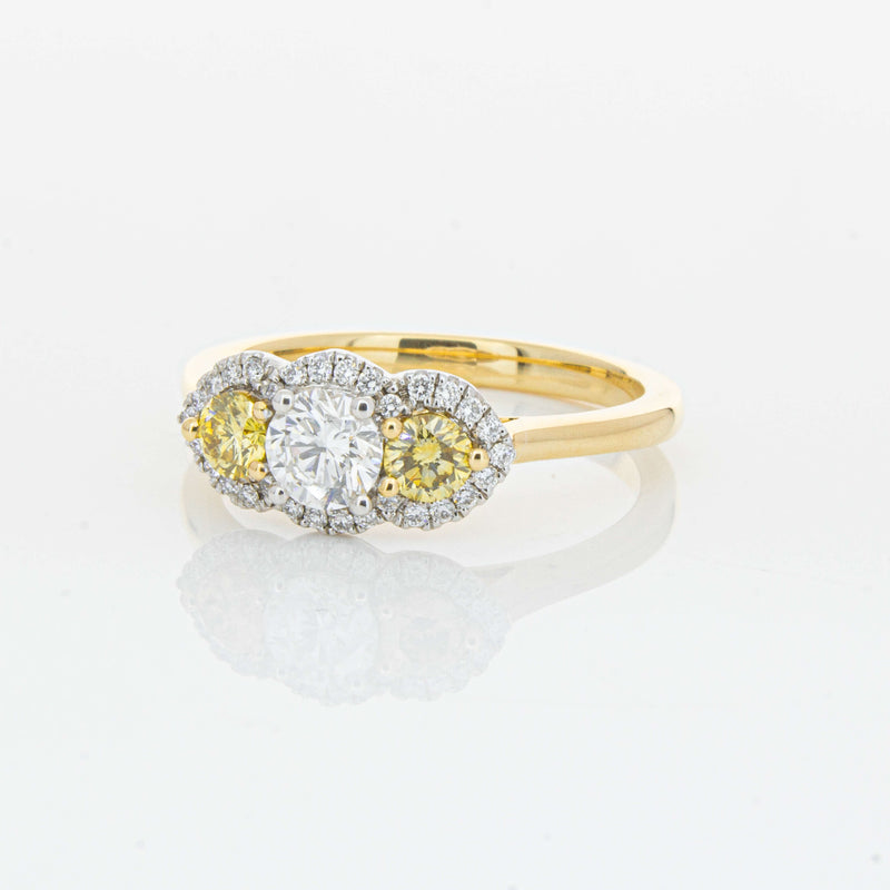 18ct Yellow Gold .84ct Yellow & White Diamond Posie Ring-Ring-Walker & Hall