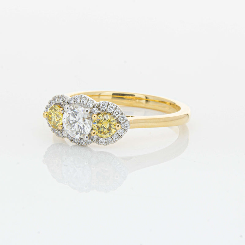 18ct Yellow Gold .84ct Yellow & White Diamond Posie Ring-Ring-Walker & Hall