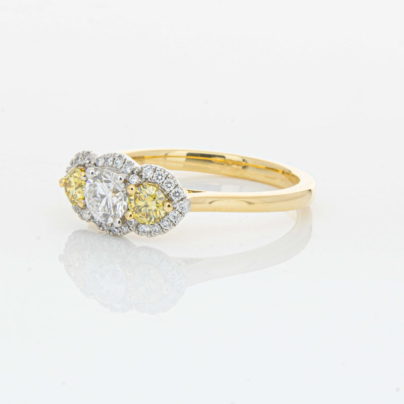 18ct Yellow Gold .84ct Yellow & White Diamond Posie Ring-Ring-Walker & Hall