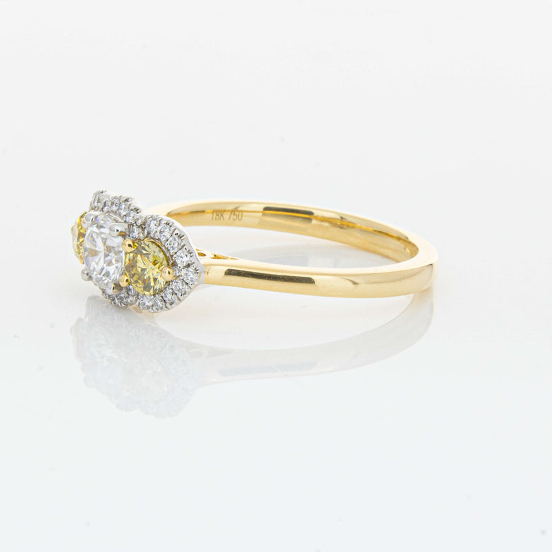 18ct Yellow Gold .84ct Yellow & White Diamond Posie Ring-Ring-Walker & Hall