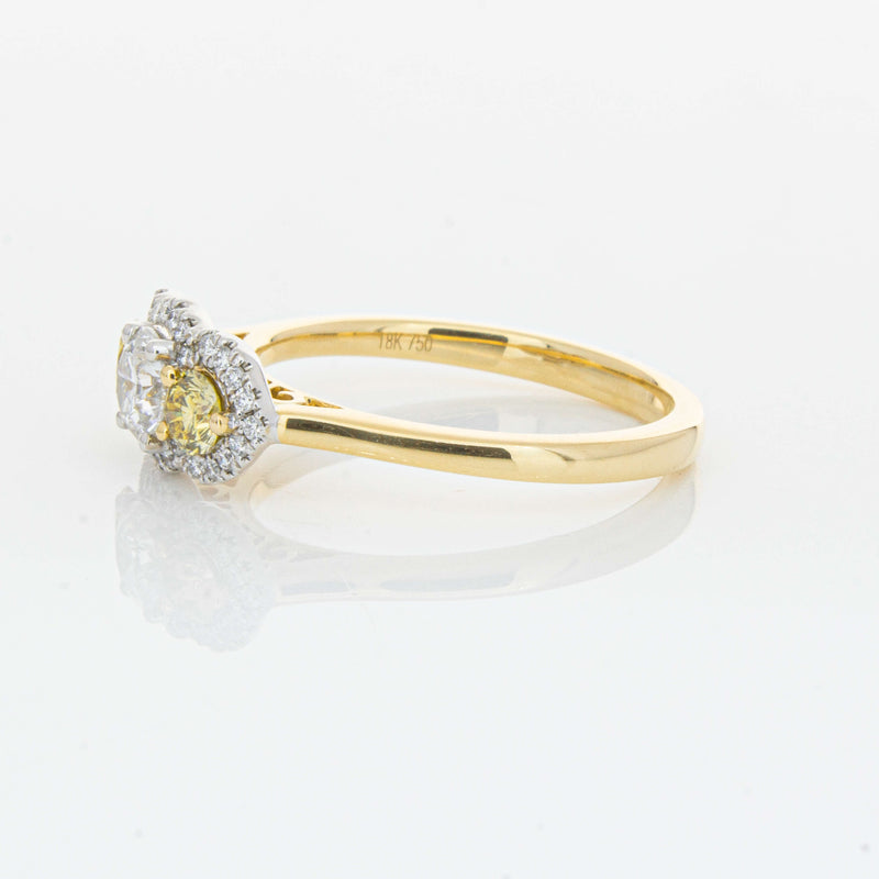 18ct Yellow Gold .84ct Yellow & White Diamond Posie Ring-Ring-Walker & Hall