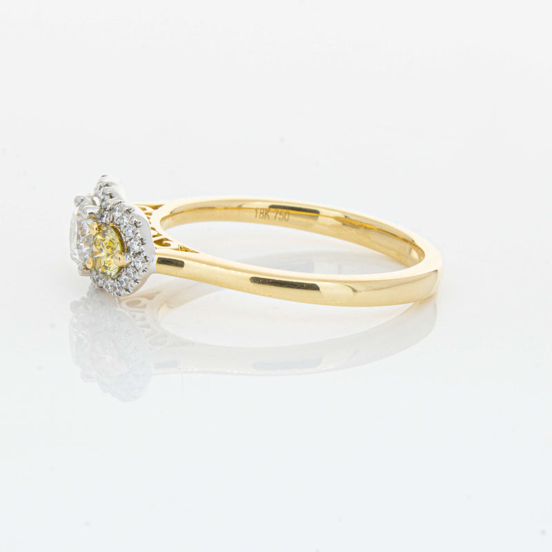 18ct Yellow Gold .84ct Yellow & White Diamond Posie Ring-Ring-Walker & Hall