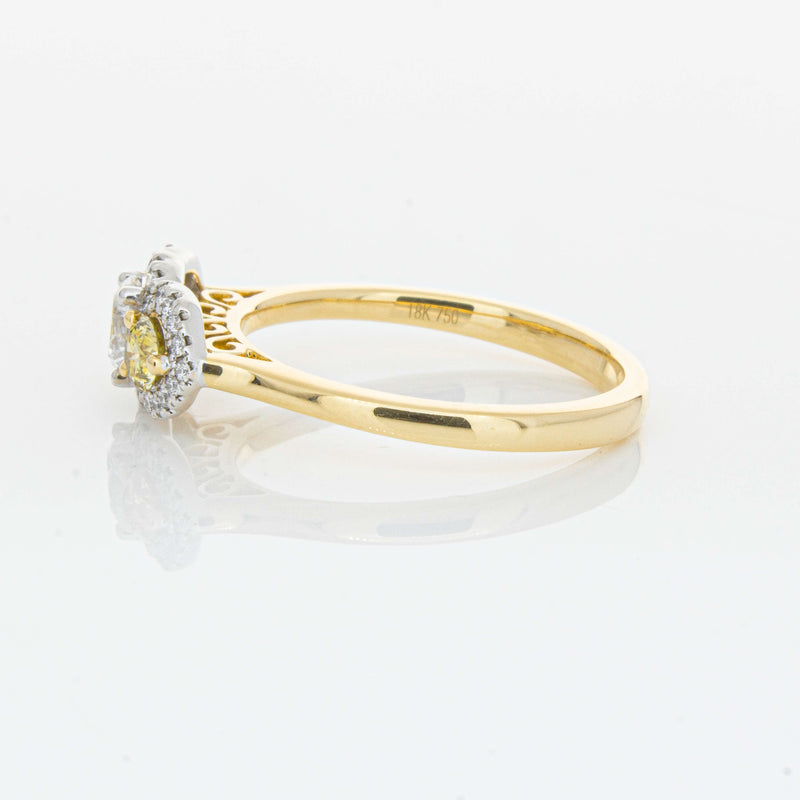 18ct Yellow Gold .84ct Yellow & White Diamond Posie Ring-Ring-Walker & Hall