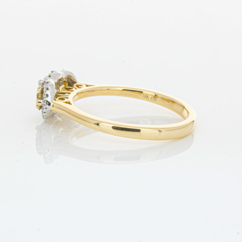 18ct Yellow Gold .84ct Yellow & White Diamond Posie Ring-Ring-Walker & Hall