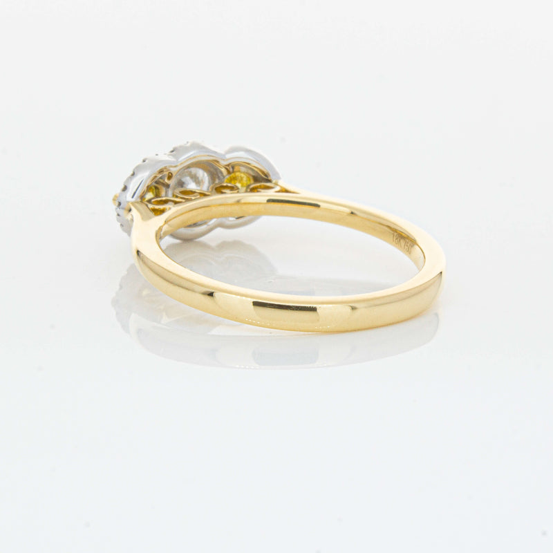18ct Yellow Gold .84ct Yellow & White Diamond Posie Ring-Ring-Walker & Hall