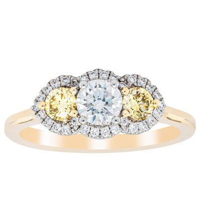 18ct Yellow Gold .84ct Yellow & White Diamond Posie Ring-Ring-Walker & Hall