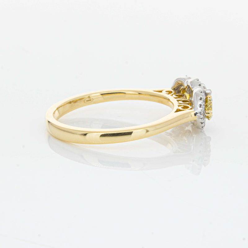 18ct Yellow Gold .84ct Yellow & White Diamond Posie Ring-Ring-Walker & Hall