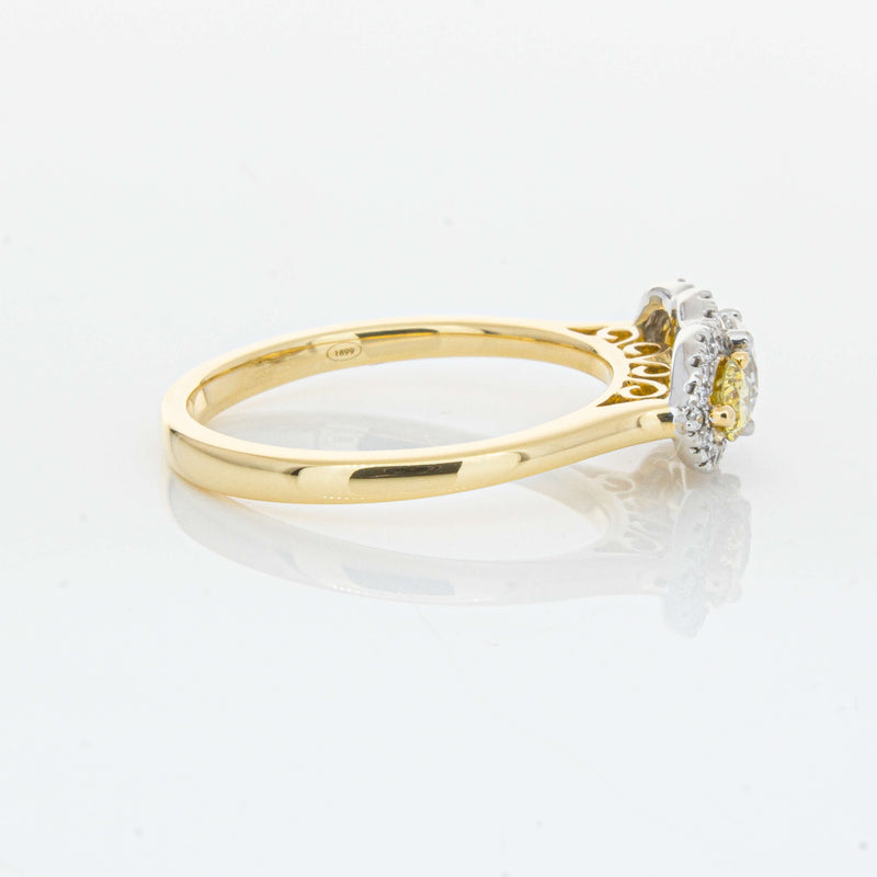 18ct Yellow Gold .84ct Yellow & White Diamond Posie Ring-Ring-Walker & Hall