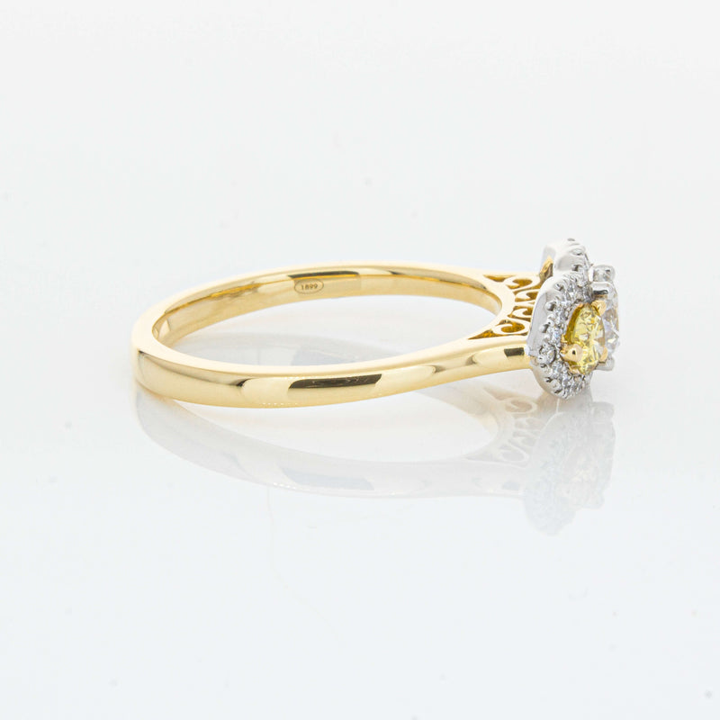 18ct Yellow Gold .84ct Yellow & White Diamond Posie Ring-Ring-Walker & Hall