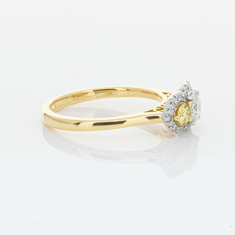 18ct Yellow Gold .84ct Yellow & White Diamond Posie Ring-Ring-Walker & Hall