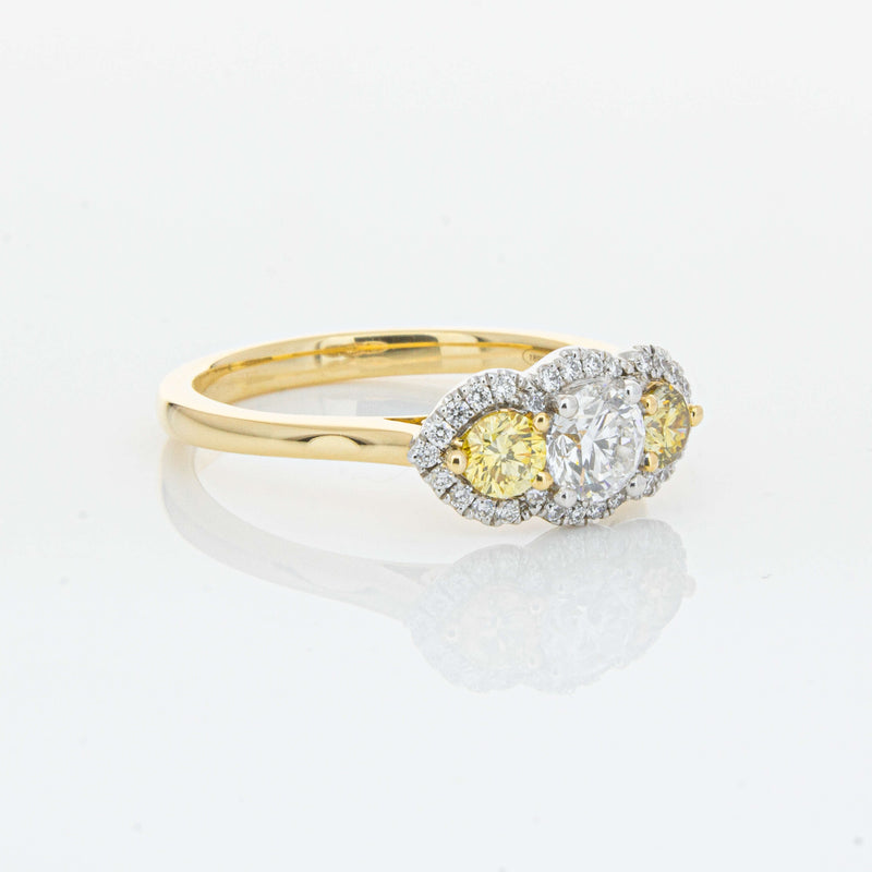 18ct Yellow Gold .84ct Yellow & White Diamond Posie Ring-Ring-Walker & Hall