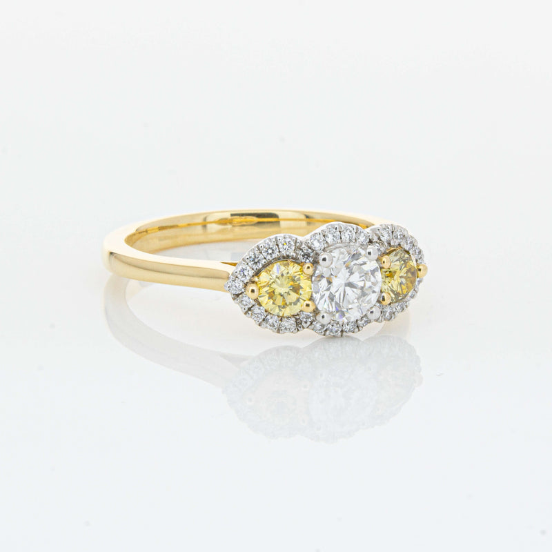 18ct Yellow Gold .84ct Yellow & White Diamond Posie Ring-Ring-Walker & Hall