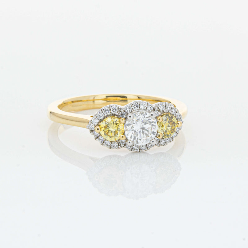 18ct Yellow Gold .84ct Yellow & White Diamond Posie Ring-Ring-Walker & Hall