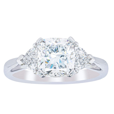 18ct White Gold 2.00ct Cushion Cut Diamond Ring-Ring-Walker & Hall