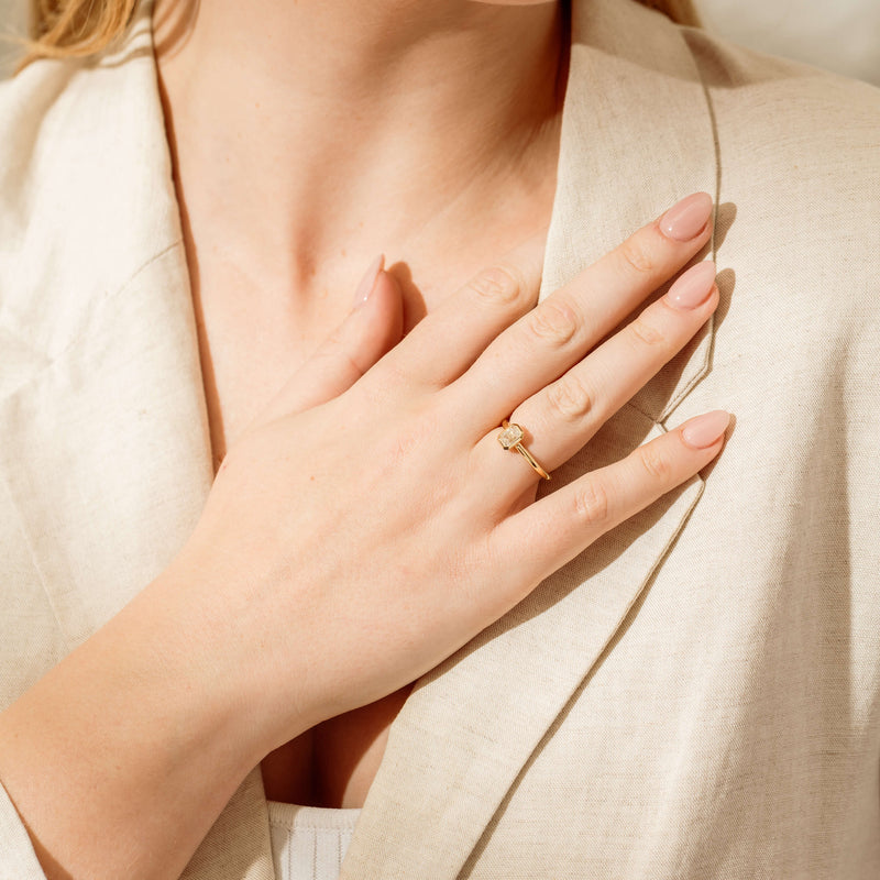 18ct Yellow Gold .70ct Emerald Cut Diamond Natalia Ring-Ring-Walker & Hall