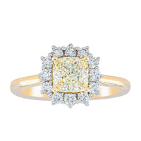 18ct Yellow Gold 1.23ct Cushion Cut Yellow Diamond Belle Ring-Ring-Walker & Hall