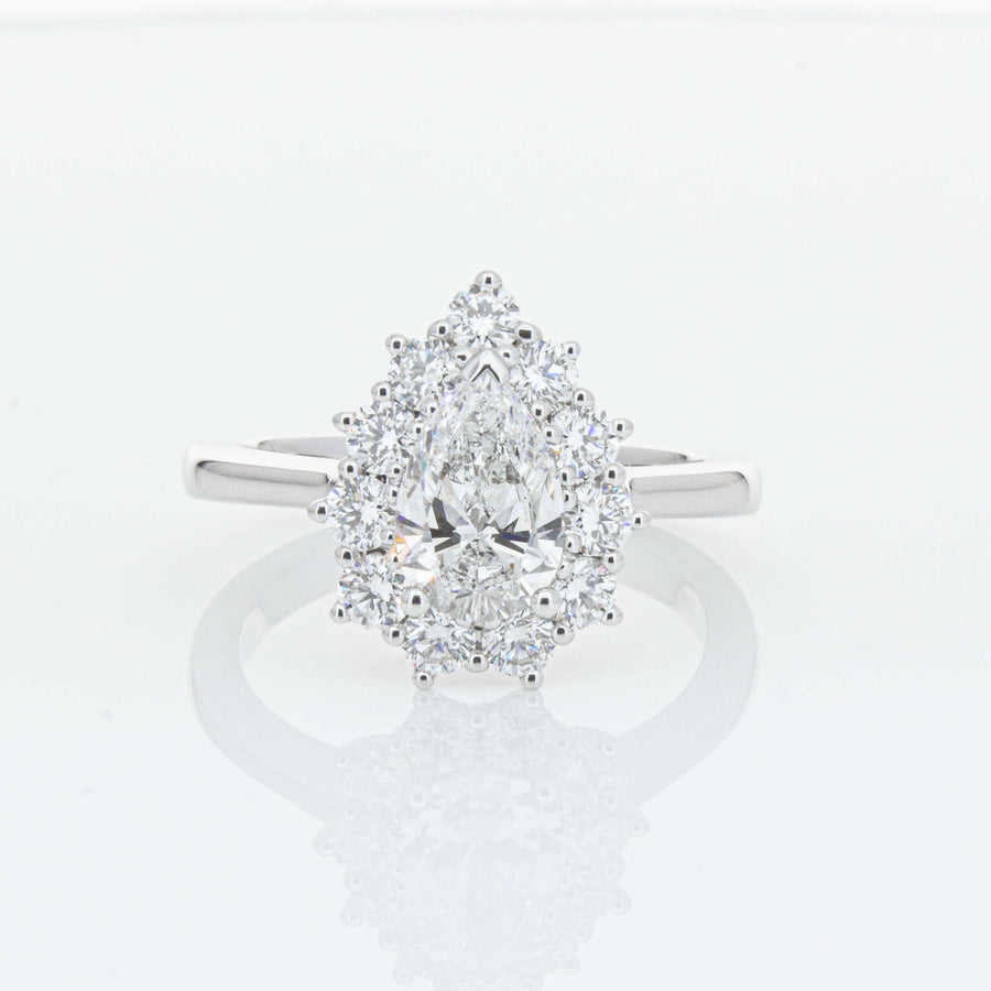 18ct White Gold Pear-Cut Diamond Belle Ring-Ring-Walker & Hall
