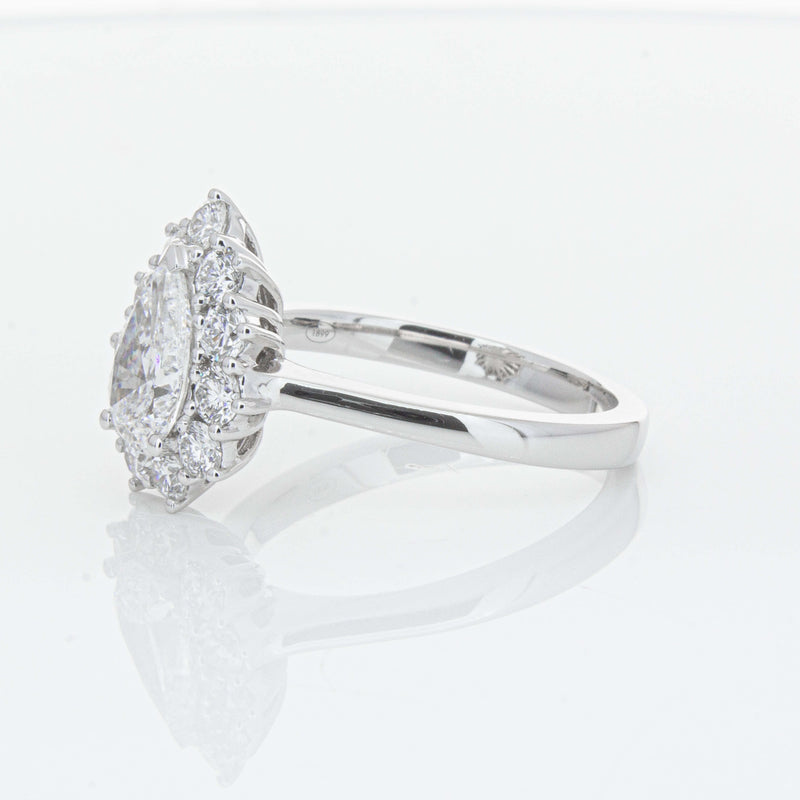 18ct White Gold Pear-Cut Diamond Belle Ring-Ring-Walker & Hall