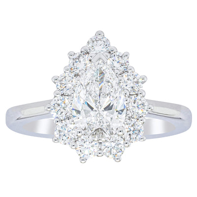 18ct White Gold Pear-Cut Diamond Belle Ring-Ring-Walker & Hall