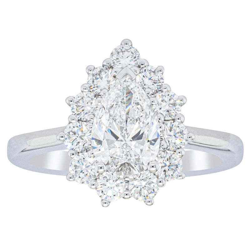 18ct White Gold Pear-Cut Diamond Belle Ring-Ring-Walker & Hall