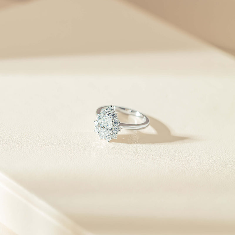 18ct White Gold Pear-Cut Diamond Belle Ring-Ring-Walker & Hall