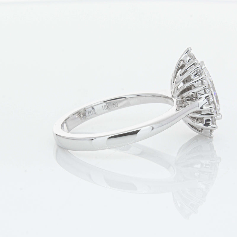 18ct White Gold Pear-Cut Diamond Belle Ring-Ring-Walker & Hall