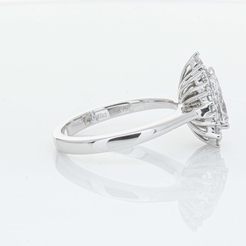 18ct White Gold Pear-Cut Diamond Belle Ring-Ring-Walker & Hall
