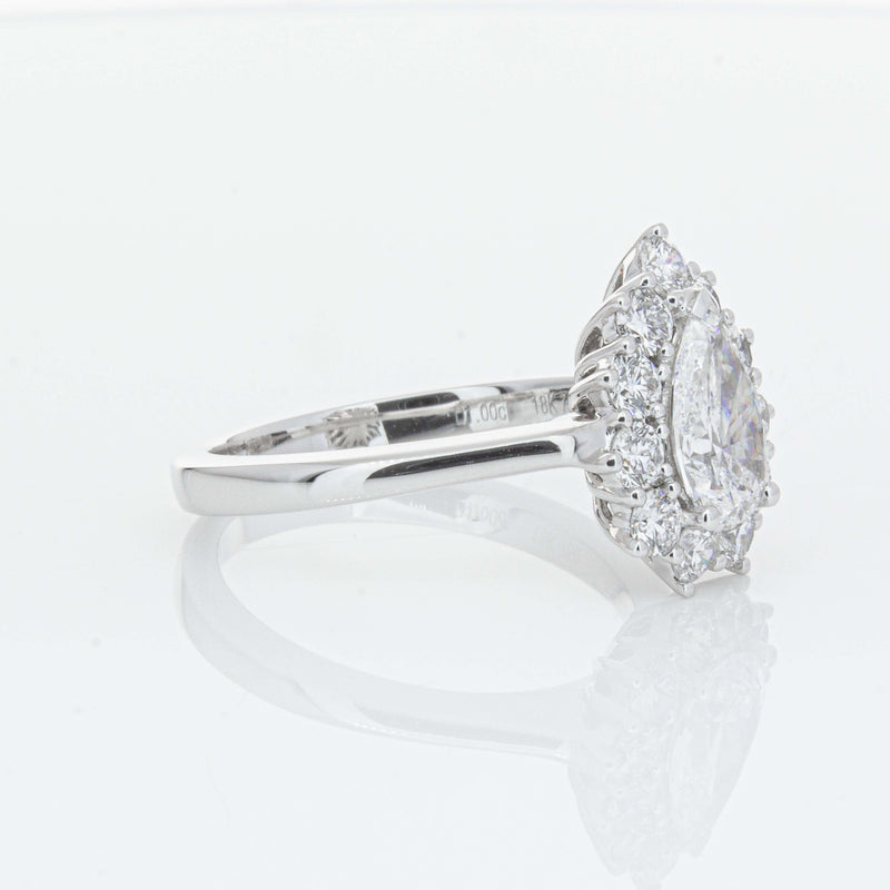 18ct White Gold Pear-Cut Diamond Belle Ring-Ring-Walker & Hall