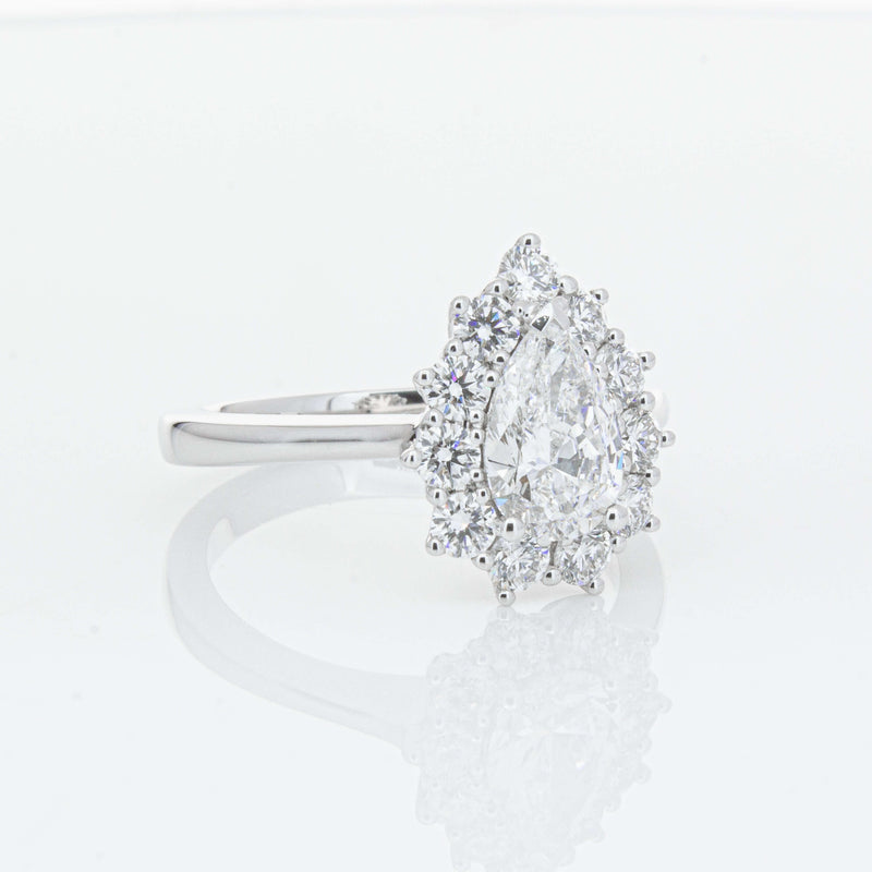18ct White Gold Pear-Cut Diamond Belle Ring-Ring-Walker & Hall