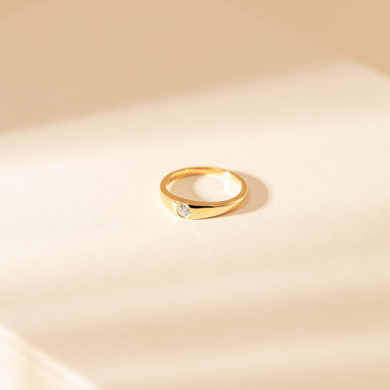 18ct Yellow Gold .16ct Diamond Gypsy Ring-Ring-Walker & Hall