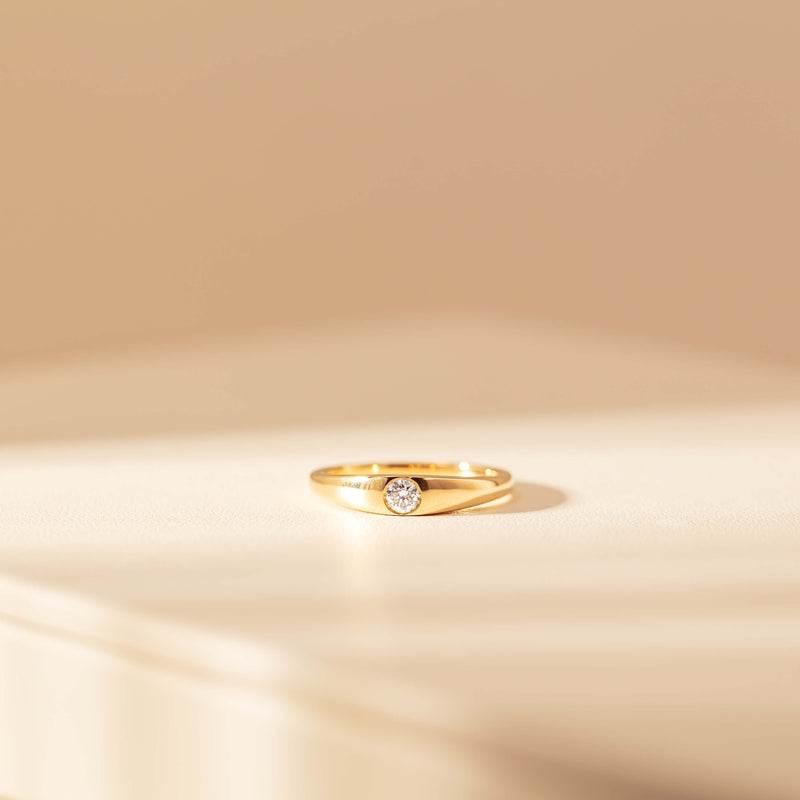 18ct Yellow Gold .16ct Diamond Gypsy Ring-Ring-Walker & Hall