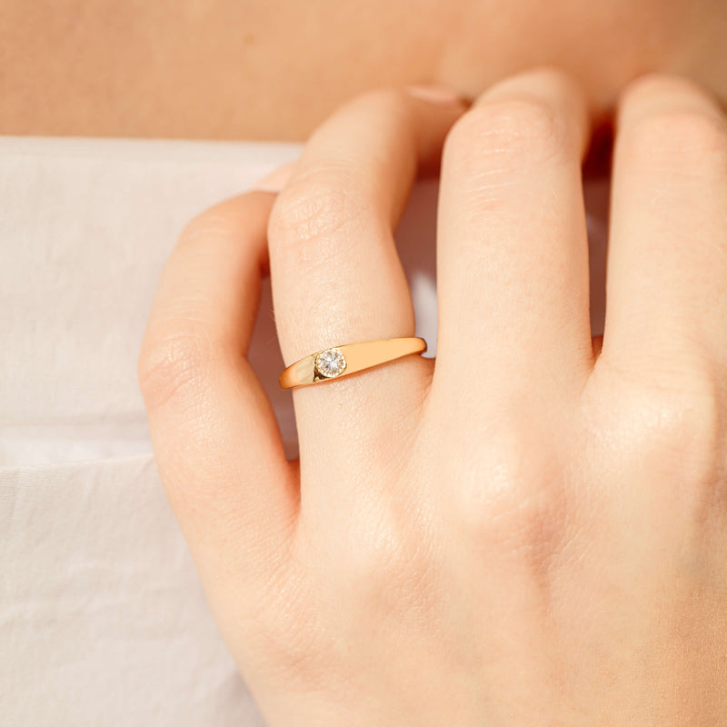 18ct Yellow Gold .16ct Diamond Gypsy Ring-Ring-Walker & Hall