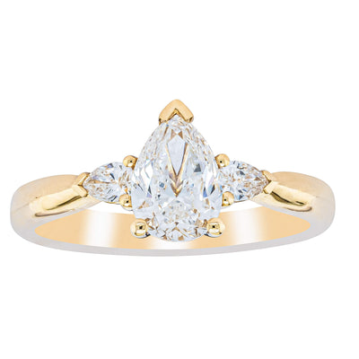 18ct Yellow Gold 1.00ct Pear Diamond Ayla Ring-Ring-Walker & Hall