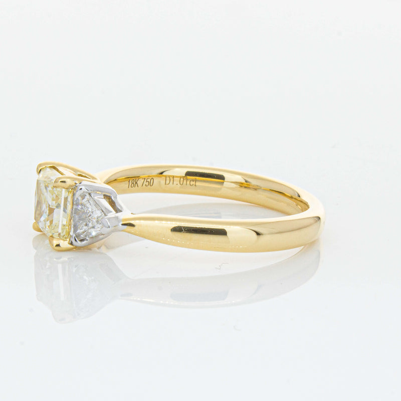 18ct Yellow Gold 1.01ct Princess Cut Yellow Diamond Ring-Ring-Walker & Hall