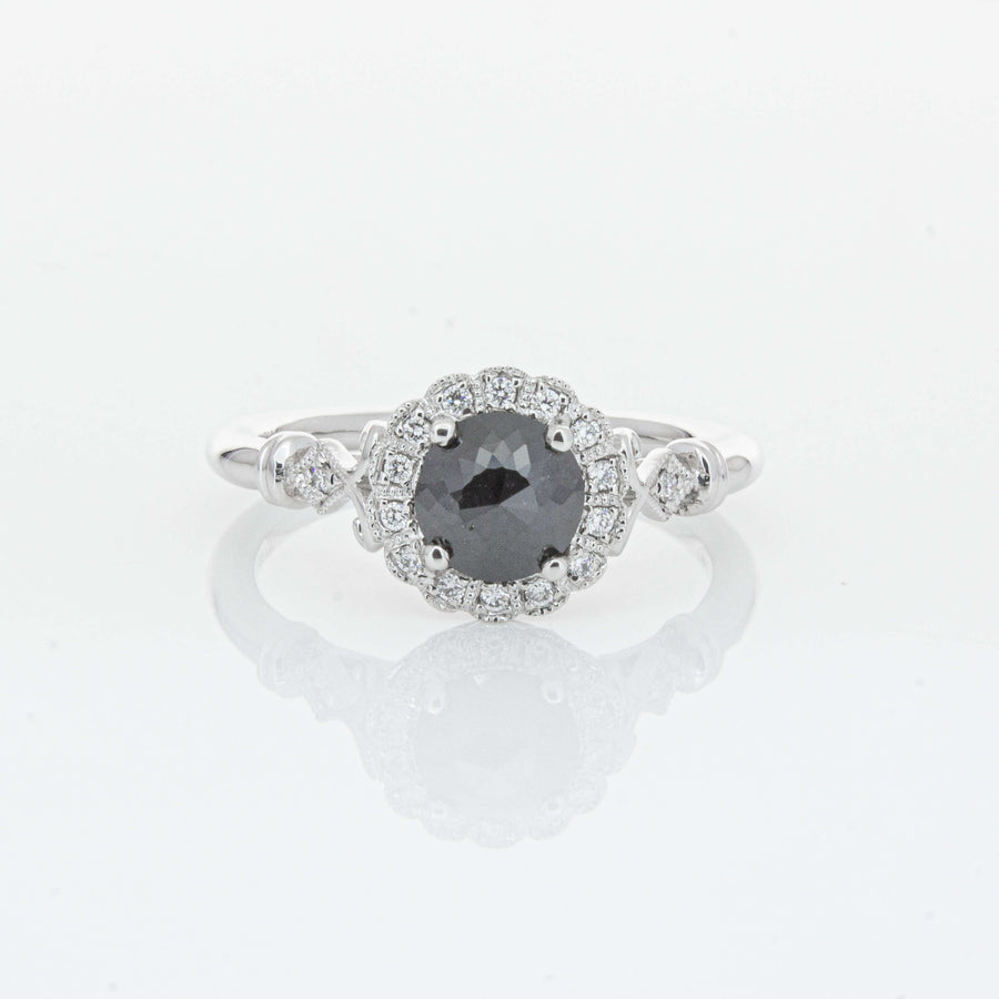 18ct White Gold .54ct Black Diamond Versailles Ring-Ring-Walker & Hall