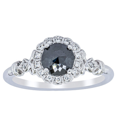18ct White Gold .54ct Black Diamond Versailles Ring-Ring-Walker & Hall