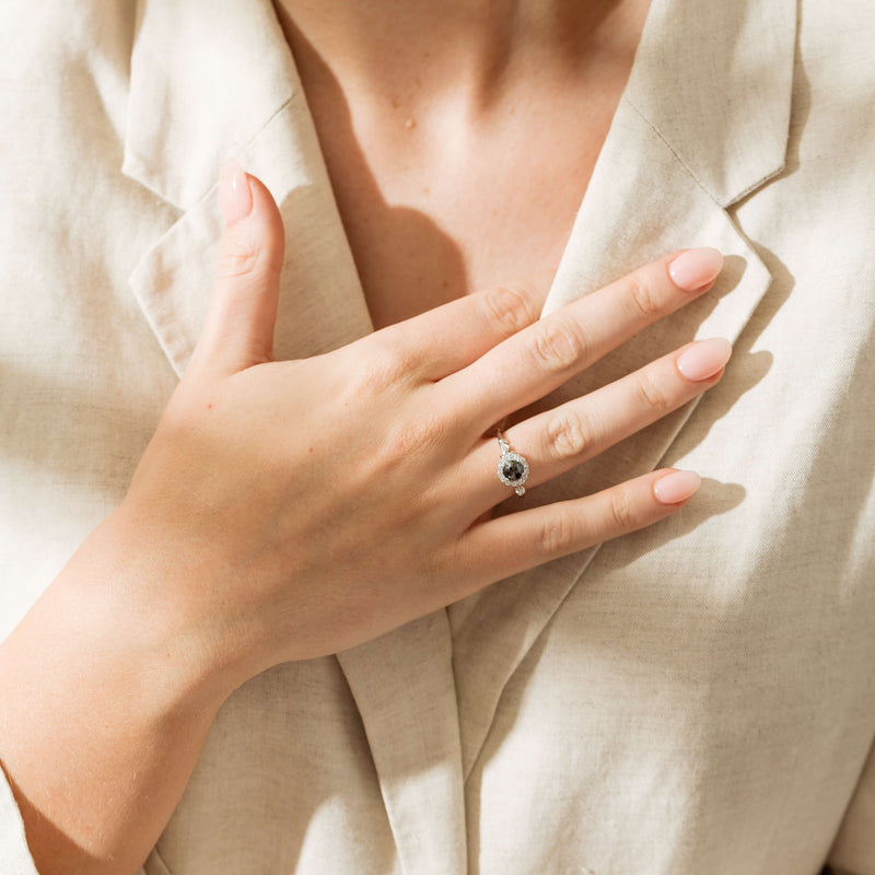 18ct White Gold .54ct Black Diamond Versailles Ring-Ring-Walker & Hall