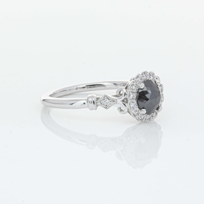 18ct White Gold .54ct Black Diamond Versailles Ring-Ring-Walker & Hall