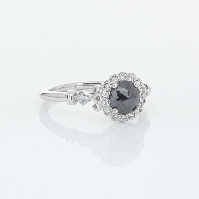 18ct White Gold .54ct Black Diamond Versailles Ring-Ring-Walker & Hall