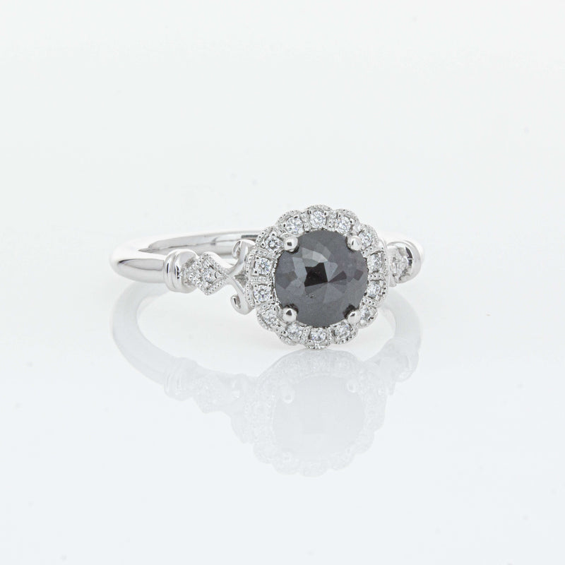 18ct White Gold .54ct Black Diamond Versailles Ring-Ring-Walker & Hall