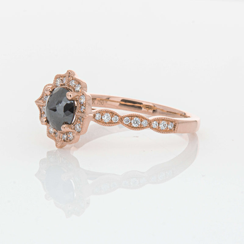 18ct Rose Gold .61ct Black Diamond Paramount Ring-Ring-Walker & Hall
