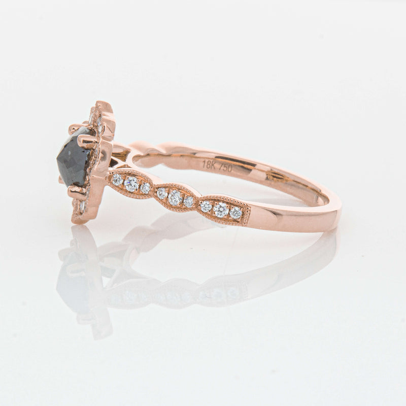 18ct Rose Gold .61ct Black Diamond Paramount Ring-Ring-Walker & Hall