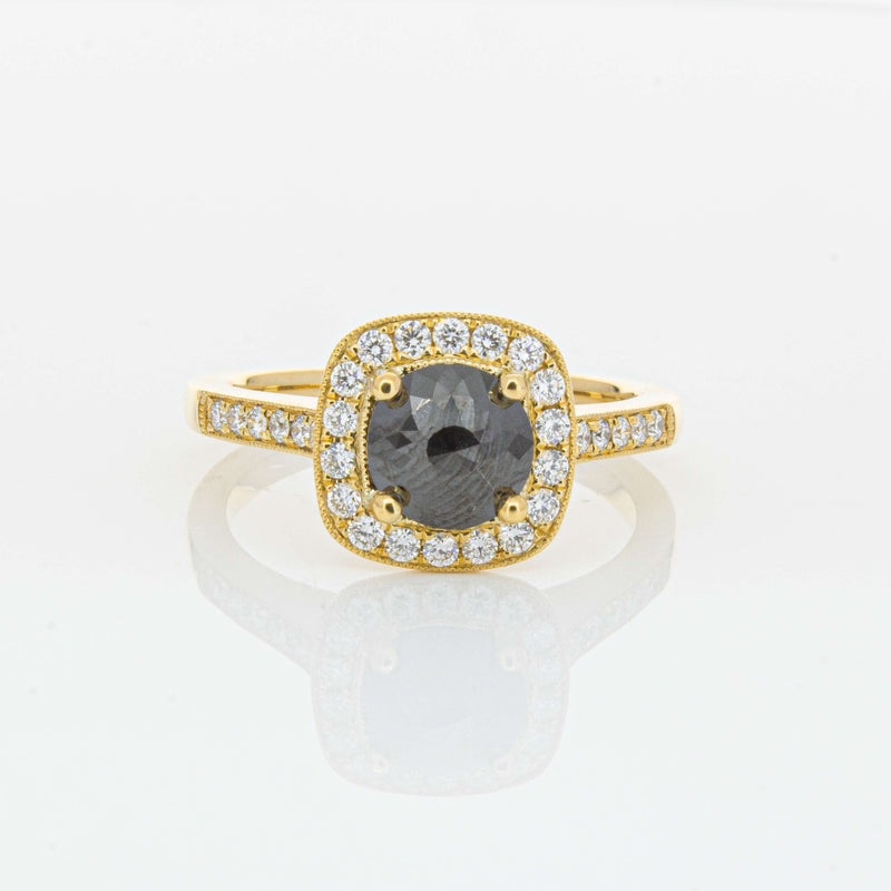 18ct Yellow Gold Black Diamond Aurora Ring-Ring-Walker & Hall