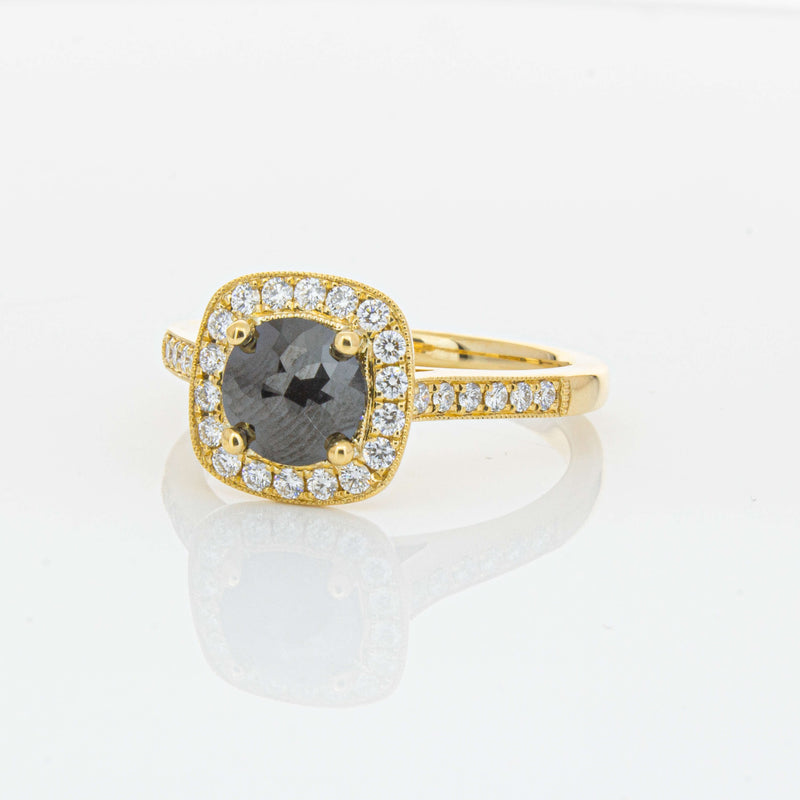 18ct Yellow Gold Black Diamond Aurora Ring-Ring-Walker & Hall