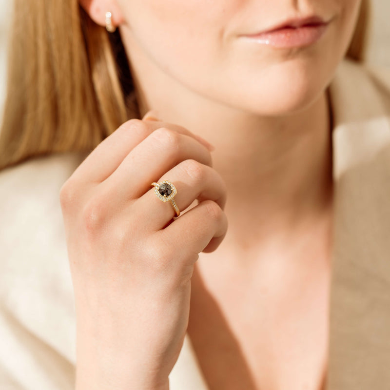 18ct Yellow Gold Black Diamond Aurora Ring-Ring-Walker & Hall