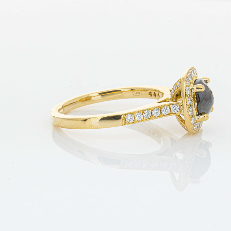18ct Yellow Gold Black Diamond Aurora Ring-Ring-Walker & Hall
