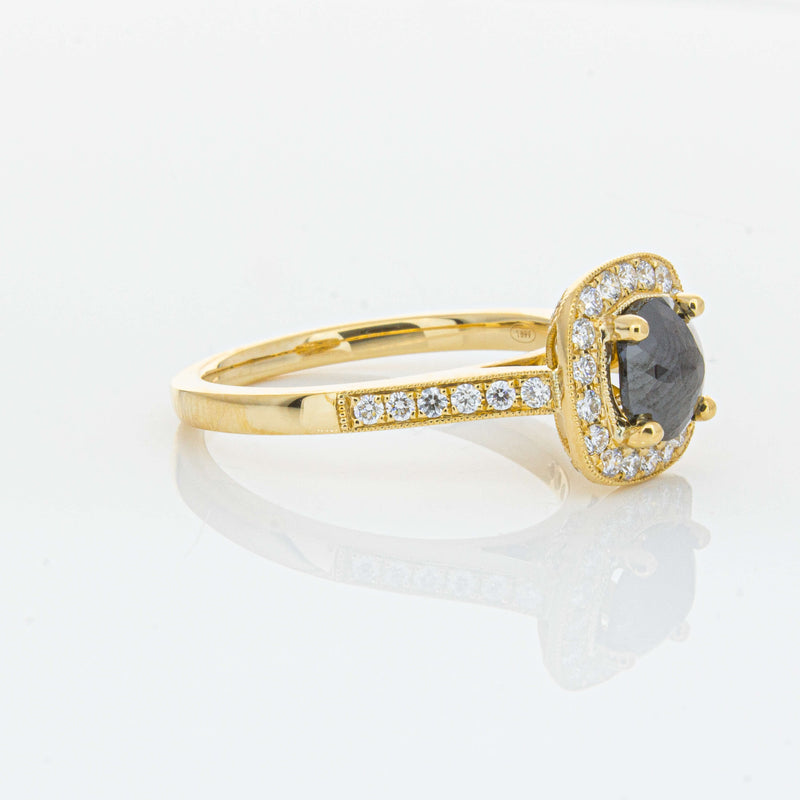 18ct Yellow Gold Black Diamond Aurora Ring-Ring-Walker & Hall